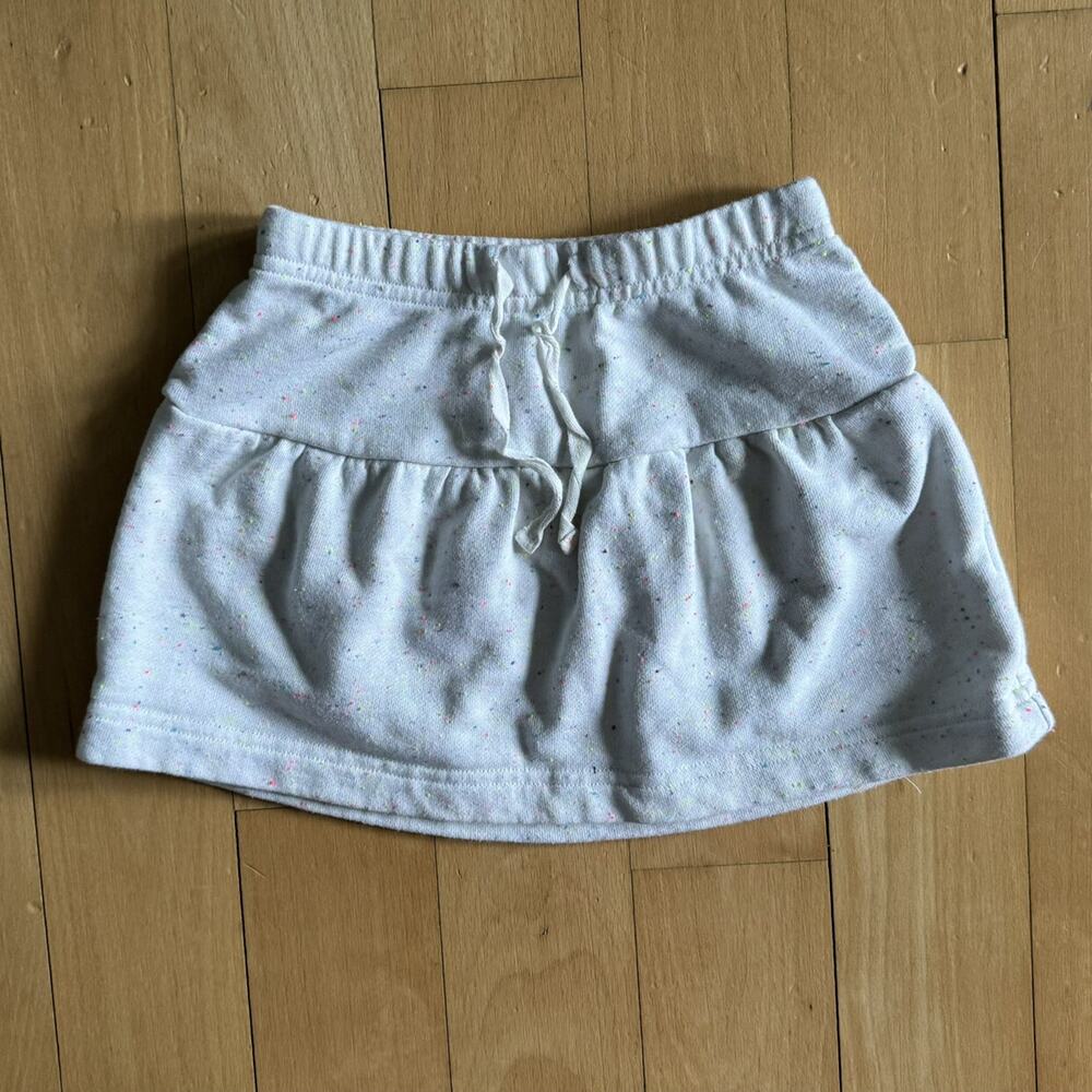 White Drawstring Sweatskirt Neon Flecks Rockets of Awesome Girls Sz 4